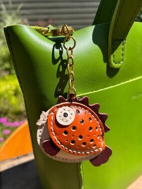 Genuine Leather Puffer Fish Bag Charm Fish Purse Charm Cute Fishy Accessories